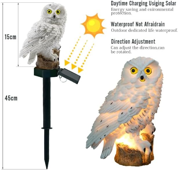 Solar Garden Light Outdoor, Owl Solar Garden Stake Light, Waterproof Warm White LED Light for Garden, Patio, Yard, Lawn, Walkway Decoration (Owl)