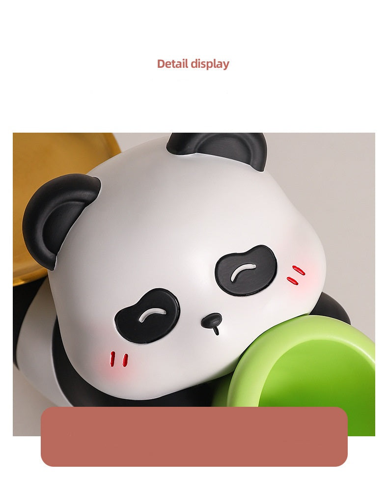 Modern Decor Resin Panda Tray Statue Piggy Bank Tray Storage Key Holder Candy Jewelry Earrings Tray Suitable for Home Decor Modern Art Dining Table Decor Office Small Object Tray