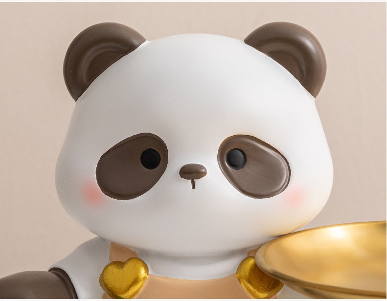 Modern Decor Resin Panda Tray Statue Piggy Bank Tray Storage Key Holder Candy Jewelry Earrings Tray Suitable for Home Decor Modern Art Dining Table Decor Office Small Object Tray