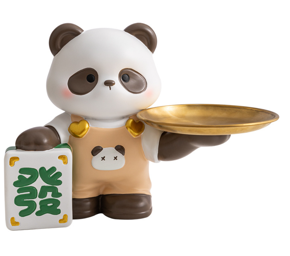 Modern Decor Resin Panda Tray Statue Piggy Bank Tray Storage Key Holder Candy Jewelry Earrings Tray Suitable for Home Decor Modern Art Dining Table Decor Office Small Object Tray