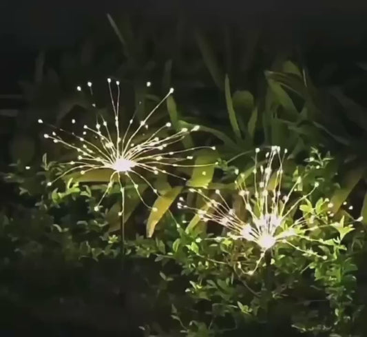Get 15% off Today! Solar Garden Lights Outdoor Decorations, 200 LED Solar Firework Lights, Starburst String Lights Solar Holiday Lights Outdoor for Pathway Yard Party Wedding Patio Walkway (Warm White)